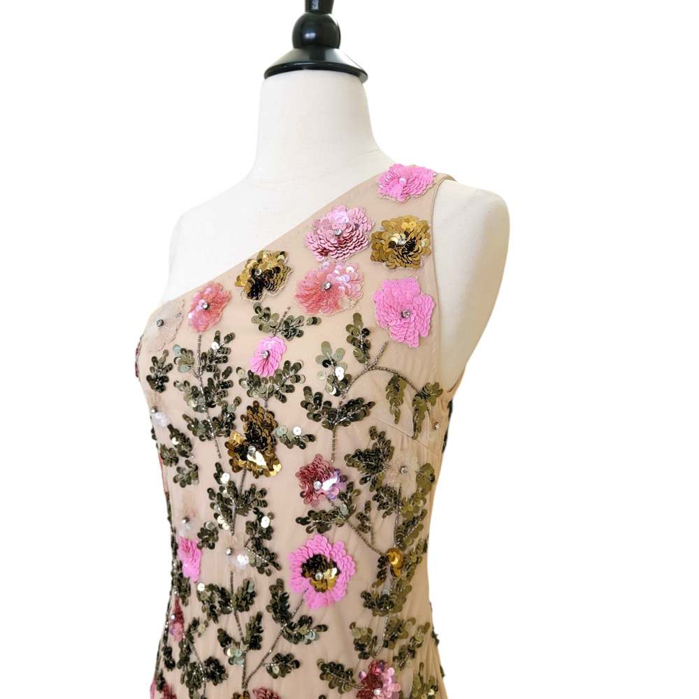 Mac Duggal One-Shoulder Floral Sequin Maxi Dress - Picture 4 of 13
